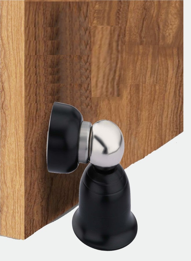 Met Craft Heavy Duty Stainless Steel 3 inch Bell Door Magnetic Stopper Soft-Catch | Door Magnets to Hold Door | Door Magnet 360' Angle Hold with Screw Fitting .Pack of 5 (Black)
